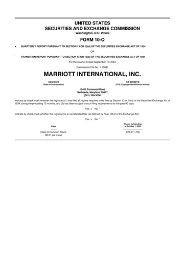 Thumbnail Marriott International 10-Q Quarterly Report FY 