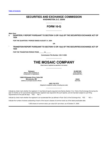Thumbnail The Mosaic Company 10-Q Quarterly Report FY 