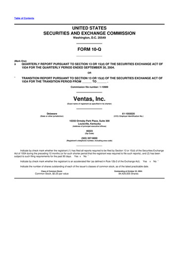 Thumbnail Ventas 10-Q Quarterly Report FY 