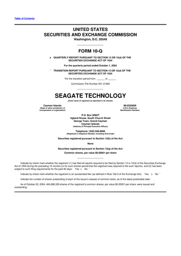 Thumbnail Seagate Technology 10-Q Quarterly Report FY 