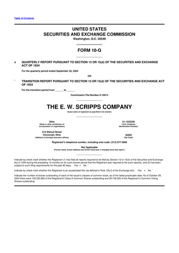 Thumbnail E. W. Scripps Company
 10-Q Quarterly Report FY 