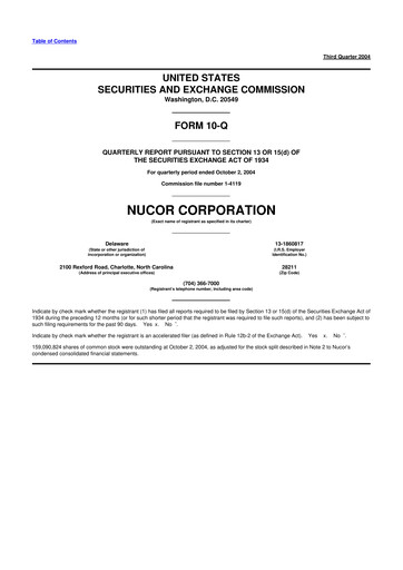 Thumbnail Nucor
 10-Q Quarterly Report FY 