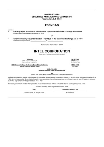 Thumbnail Intel 10-Q Quarterly Report FY 