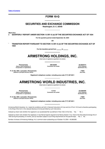 Thumbnail Armstrong World Industries
 10-Q Quarterly Report FY 