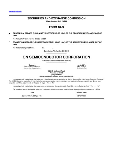 Thumbnail ON Semiconductor 10-Q Quarterly Report FY 
