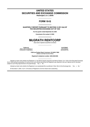 Miniature McGrath RentCorp
 10-Q Rapport trimestriel  