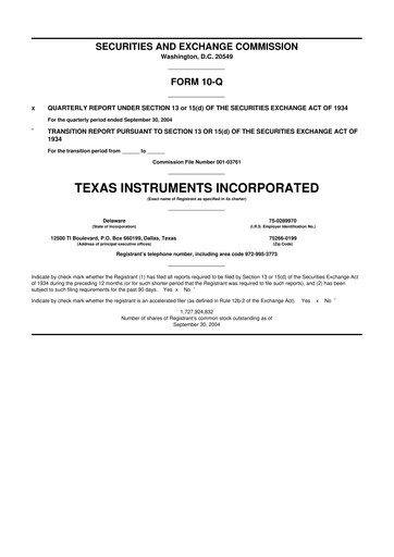 Miniature Texas Instruments 10-Q Rapport trimestriel  