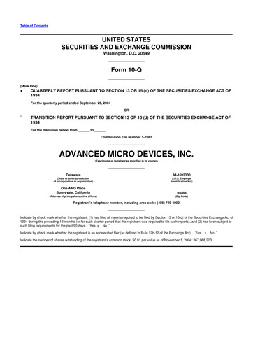 Thumbnail AMD 10-Q Quarterly Report FY 
