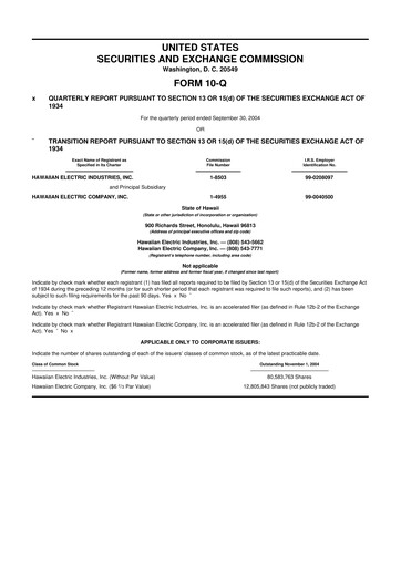 Thumbnail Hawaiian Electric Industries 10-Q Quarterly Report FY 