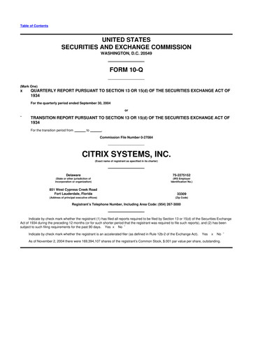 Thumbnail Citrix Systems 10-Q Quarterly Report FY 