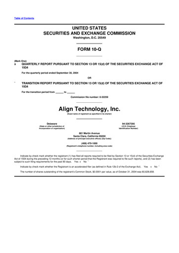 Miniature Align Technology
 10-Q Rapport trimestriel  