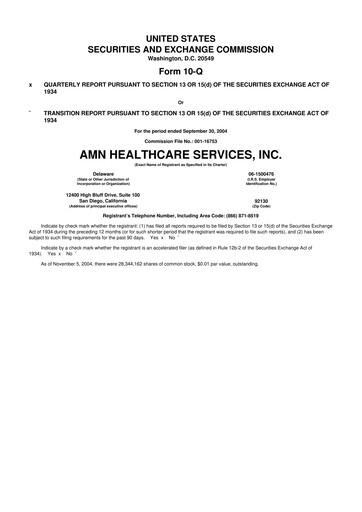 Thumbnail AMN Healthcare Services 10-Q Quarterly Report FY 