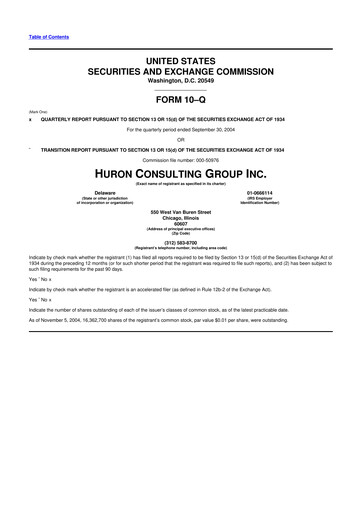 Thumbnail Huron Consulting 10-Q Quarterly Report FY 