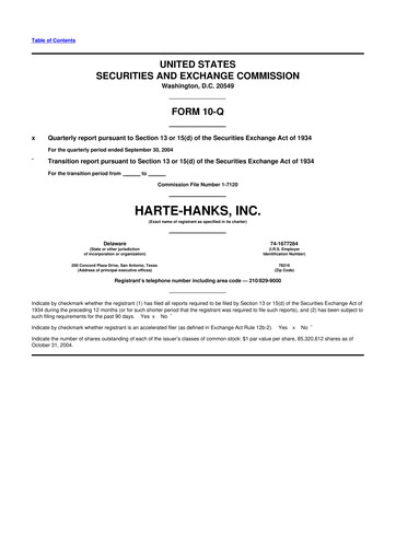 Miniature Harte Hanks 10-Q Rapport trimestriel  