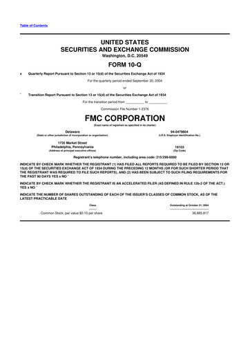 Thumbnail FMC Corporation 10-Q Quarterly Report FY 