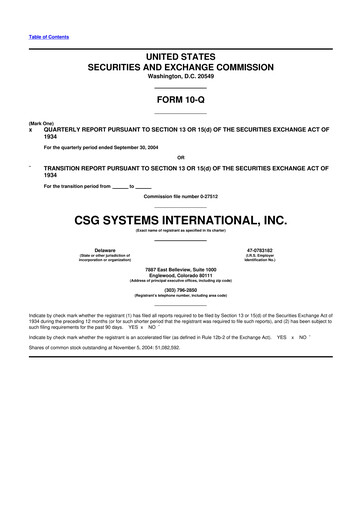 Thumbnail CSG International
 10-Q Quarterly Report FY 