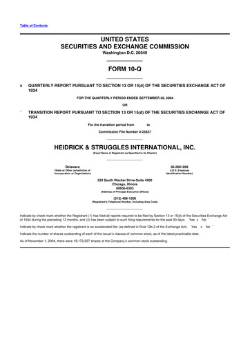 Miniature Heidrick & Struggles

 10-Q Rapport trimestriel  