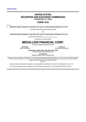 Thumbnail Medallion Financial Corp. 10-Q Quarterly Report FY 