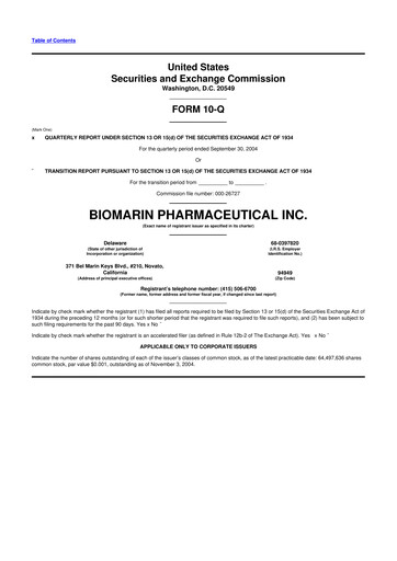 Thumbnail BioMarin Pharmaceutical 10-Q Quarterly Report FY 