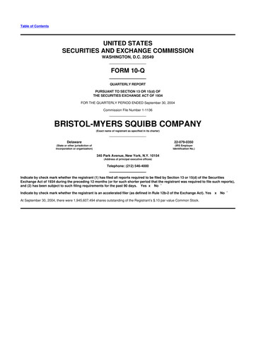 Thumbnail Bristol-Myers Squibb 10-Q Quarterly Report FY 