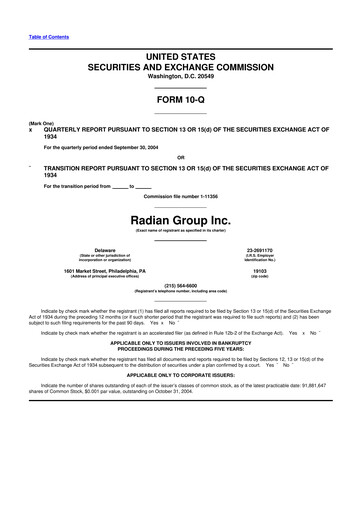Thumbnail Radian Group
 10-Q Quarterly Report FY 