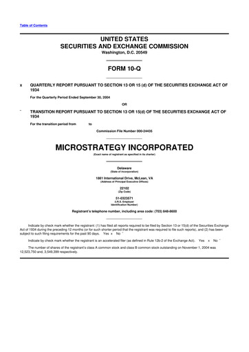 Thumbnail Strategy 
 (MicroStrategy) 10-Q Quarterly Report FY 
