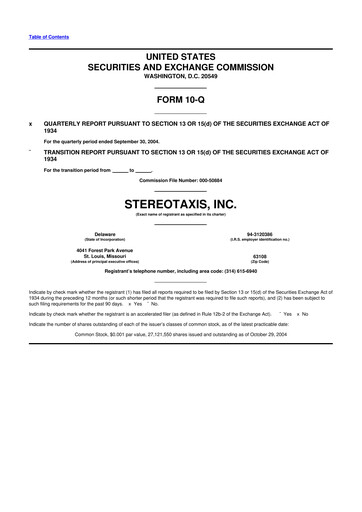 Thumbnail Stereotaxis 10-Q Quarterly Report FY 