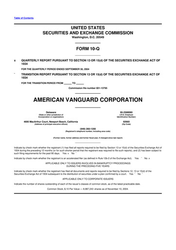 Thumbnail American Vanguard 10-Q Quarterly Report FY 