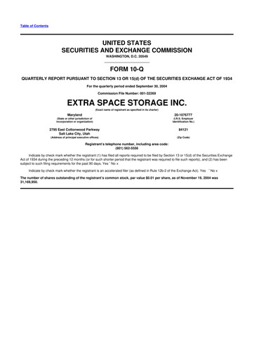 Vorschaubild Extra Space Storage
 10-Q Quartalsbericht  