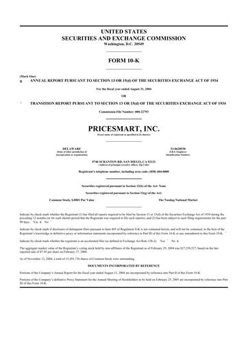 Thumbnail PriceSmart
 10-K Annual Report 