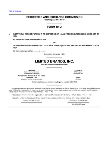 Thumbnail Bath & Body Works 10-Q Quarterly Report FY 