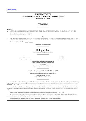 Thumbnail Hologic 10-K Annual Report 