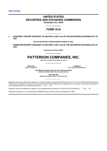 Miniature Patterson Companies
 10-Q Rapport trimestriel  