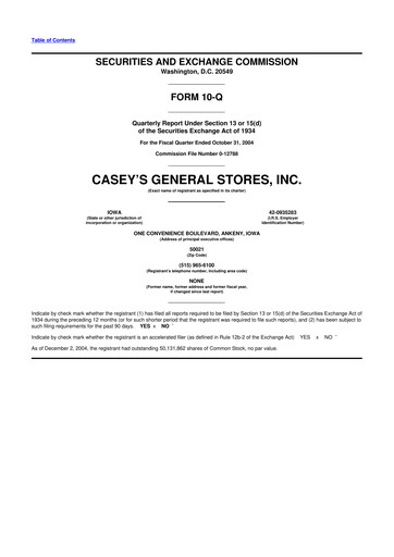 Thumbnail Casey's General Stores
 10-Q Quarterly Report FY 
