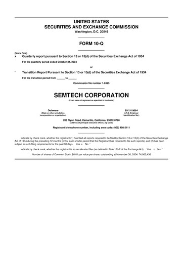 Vorschaubild Semtech 10-Q Quartalsbericht  