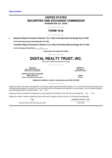 Thumbnail Digital Realty 10-Q Quarterly Report FY 