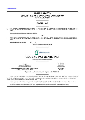 Thumbnail Global Payments 10-Q Quarterly Report FY 