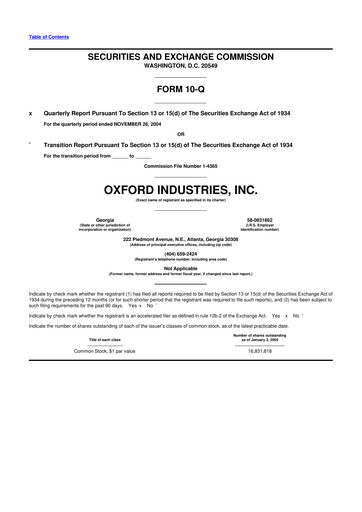 Thumbnail Oxford Industries
 10-Q Quarterly Report FY 