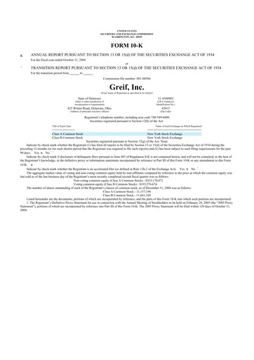 Thumbnail Greif 10-K Annual Report 