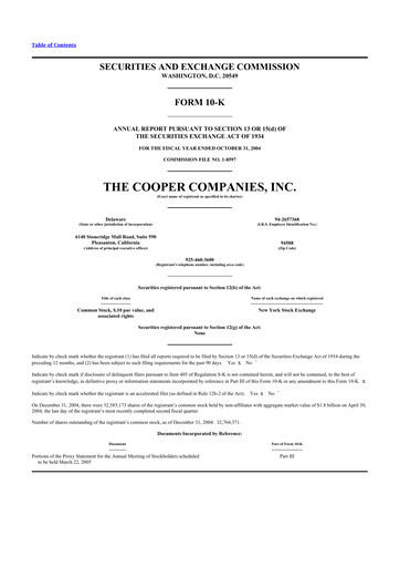 Thumbnail Cooper Companies 10-K Annual Report 