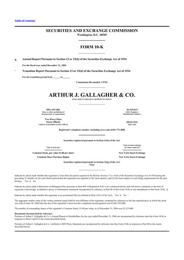 Thumbnail Arthur J. Gallagher & Co.
 10-K Annual Report 