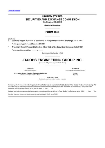 Thumbnail Jacobs Engineering 10-Q Quarterly Report FY 