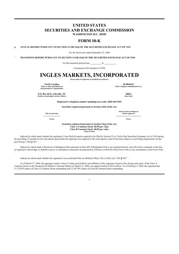 Thumbnail Ingles Markets 10-K Annual Report 