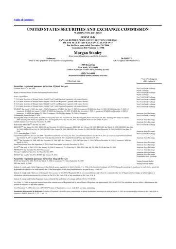 Thumbnail Morgan Stanley 10-K Annual Report 