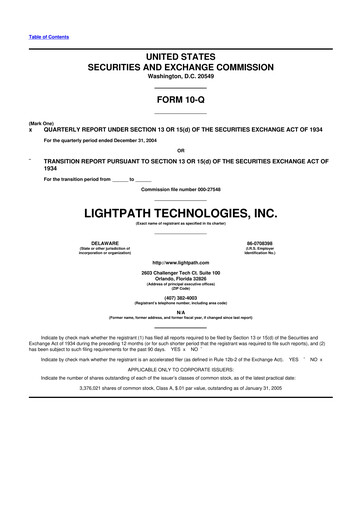 Thumbnail LightPath Technologies 10-Q Quarterly Report FY 