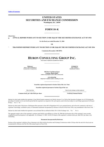 Thumbnail Huron Consulting 10-K Annual Report 
