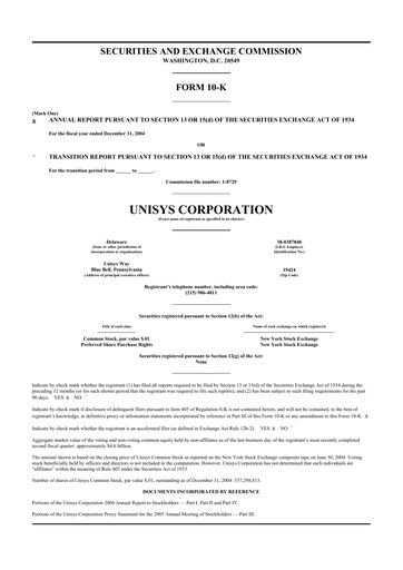 Thumbnail Unisys 10-K Annual Report 