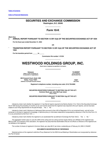 Vorschaubild Westwood Holdings Group 10-K Jahresbericht 