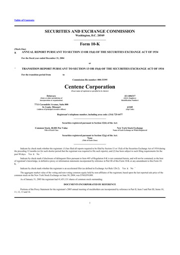 Thumbnail Centene 10-K Annual Report 