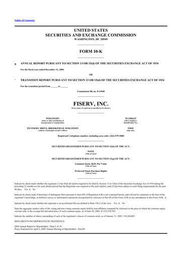 Thumbnail Fiserv 10-K Annual Report 